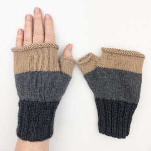 Cashmere Three Tone Fingerless Mitts | Lang Yarns Cashmere Premium and Knitting Pattern (#407)