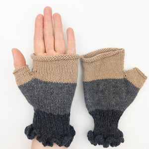 Cashmere Three Tone Fingerless Mitts | Lang Yarns Cashmere Premium and Knitting Pattern (#407)