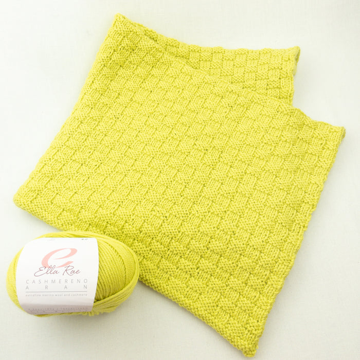 Basketweave Baby Blanket Knitting Kit | Ella Rae Cashmereno Aran & Knitting Pattern (#426)