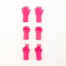 Load image into Gallery viewer, Pink knitting needle point protectors in the shapes of hands
