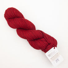 Load image into Gallery viewer, Red skein of Blue Sky Fibers Hand Dyes yarn on a white background
