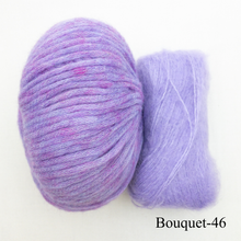 Load image into Gallery viewer, Daydreamer Cardigan Knitting Kit | Juniper Moon Beatrix &amp; Rowan Kidsilk Haze or Lana Grossa Setasuri
