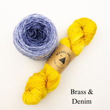 Load image into Gallery viewer, Linen Stitch Cowl Knitting Kit | Madelinetosh Pashmina, Freia Handpaints Superwash Merino Silk Sport &amp; Knitting Pattern (#228)
