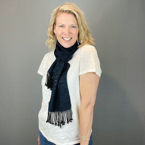 Wendy's Woven Scarf Kit | Handmaiden Camelspin, Artyarns Beaded Mohair & Sequins, Artyarns Merino Cloud & Weaving Pattern (#436)