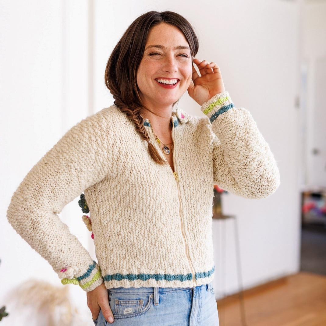 Floribunda Cardi Knitting Kit | Knit Collage Spun Cloud Light