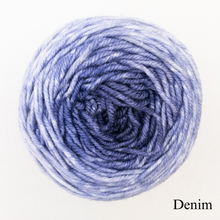 Load image into Gallery viewer, A blue ball of Freia Merino Silk Worsted ombre yarn 
