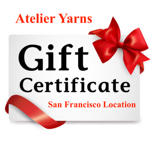 Atelier Yarns Gift Certificate for use in San Francisco, CA.