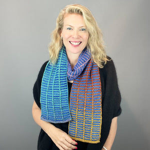 Slip Stitch Scarf Knitting Kit | Anzula For Better or Worsted, Freia Superwash Merino Silk Worsted & Knitting Pattern (#089)