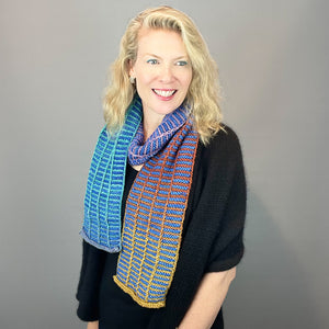 Slip Stitch Scarf Knitting Kit | Anzula For Better or Worsted, Freia Superwash Merino Silk Worsted & Knitting Pattern (#089)