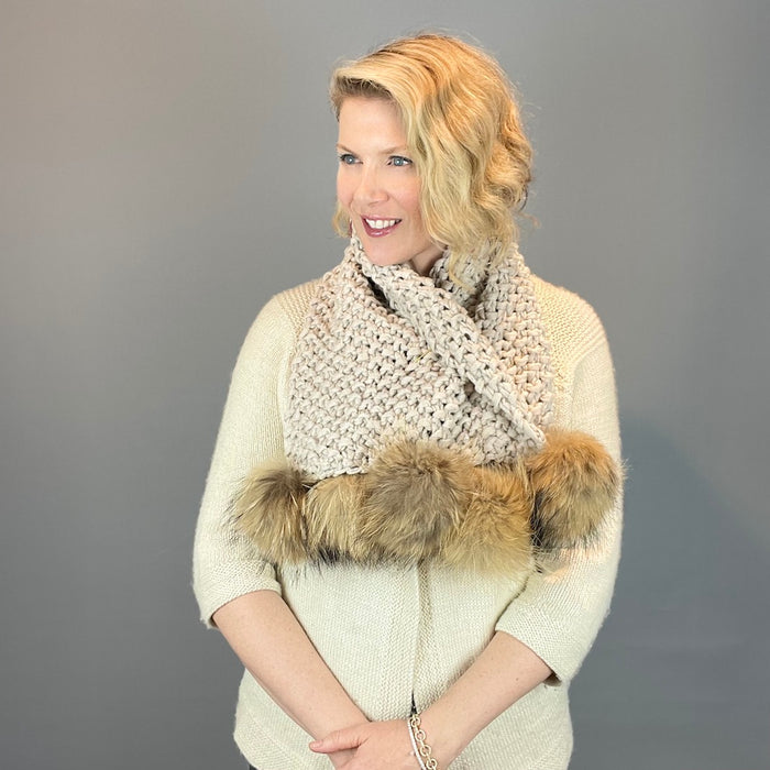 Phat Pompom Scarf - Zermatt Knitting Kit | String Yarns and Atelier Raccoon Pompoms (#382)