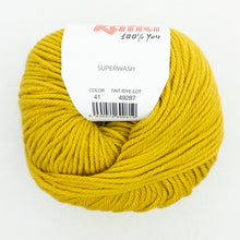 Load image into Gallery viewer, A ball of yellow Katia Merino Aran yarn in color 41 Light Mustard

