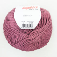 Load image into Gallery viewer, A ball of pink Katia Merino Aran yarn in color 54 Dark Dusty Rose
