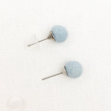 Load image into Gallery viewer, Light Blue wool felt pompom earrings
