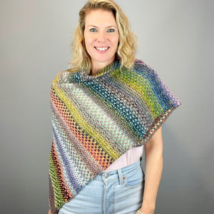 Nightshift Shawl Knitting Kit | Feederbrook Farm Entropy Superwash Merino DK