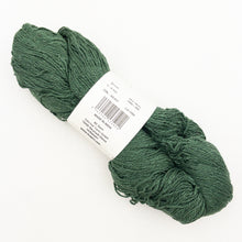 Load image into Gallery viewer, A forest green skein of BC Garn Soft Silk yarn on a white background.
