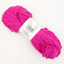 Load image into Gallery viewer, A hot pink skein of BC Garn Soft Silk yarn on a white background.

