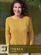 Load image into Gallery viewer, Thekla Sweater Knitting Kit | Juniper Moon Farm Zooey &amp; Knitting Pattern
