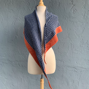Off-Center Striped Shawlette Knitting Kit | Queensland United & Knitting Pattern (#293)
