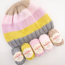 Load image into Gallery viewer, Happy Cotton Hat Knitting Kit | Sirdar Happy Cotton &amp; Knitting Pattern (#359)

