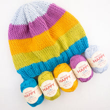 Load image into Gallery viewer, Happy Cotton Hat Knitting Kit | Sirdar Happy Cotton &amp; Knitting Pattern (#359)
