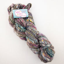 Load image into Gallery viewer, A dark multicolor skein of Knit Collage Cast Away yarn.
