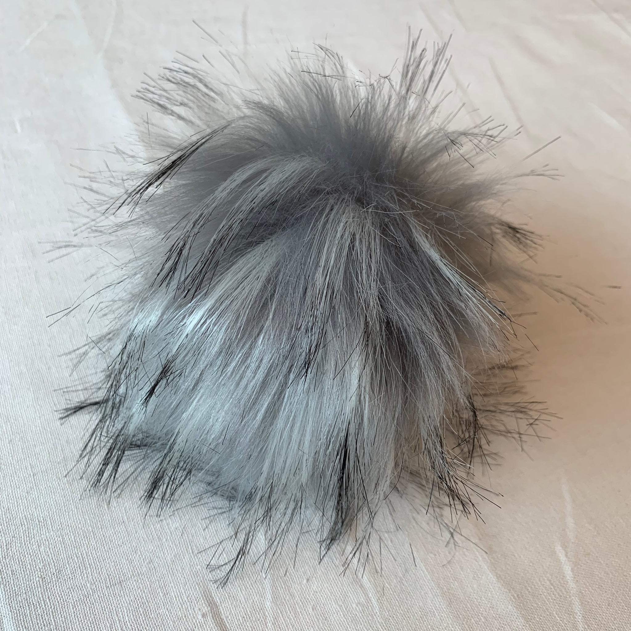 Shades of Gray Collection of Faux Fur Pom Poms for Hats and Crafts 4 Inch  Pompons in a Variety of Dark to Light Grey With Loop Ties or Snaps 
