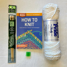 Load image into Gallery viewer, Beginning Knitting Kit (Basic) | Lamb&#39;s Pride Bulky &amp; Knitting Instruction Book

