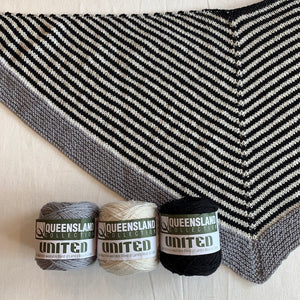 Off-Center Striped Shawlette Knitting Kit | Queensland United & Knitting Pattern (#293)