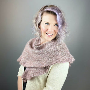 Virtual Hug Ruffled Shawlette Knitting Kit | Gunpowder Sock, Hue Loco Mohair Lace & Knitting Pattern (#269B)