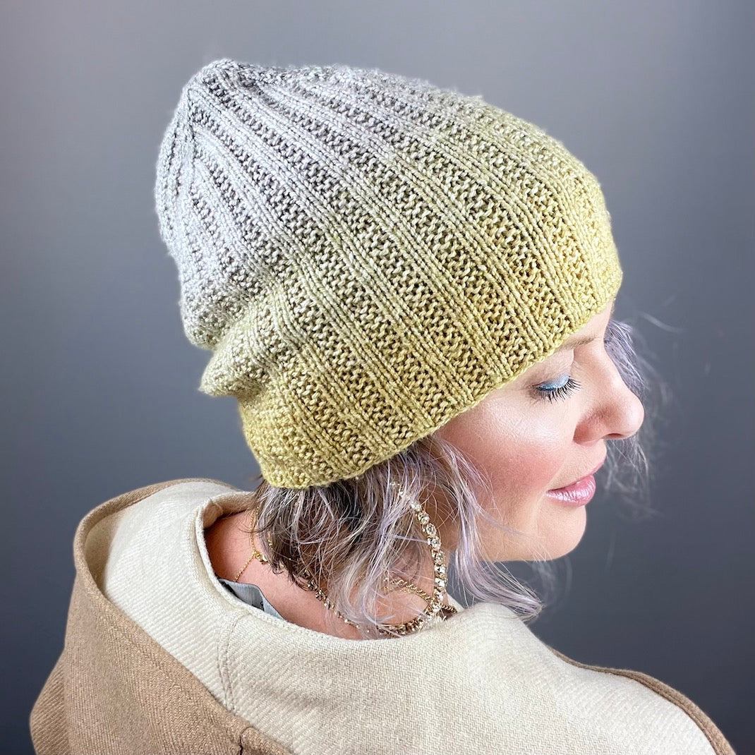 Broken Rib Beanie Knitting Kit | Freia Handpaints Superwash Merino Sil ...