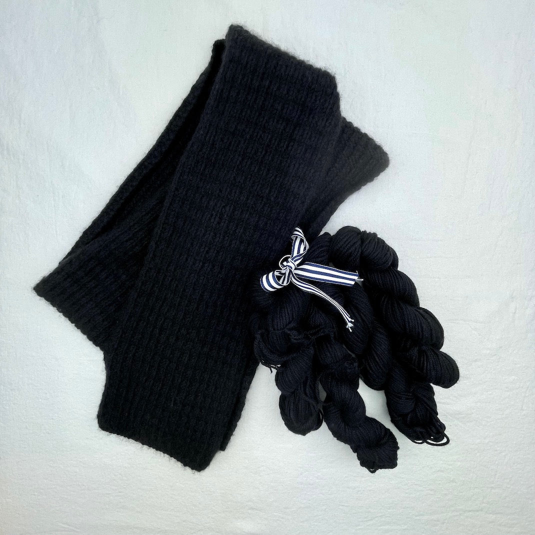 Cashmere Scarf Knitted Black Cashmere Scarf Black Long Knit 
