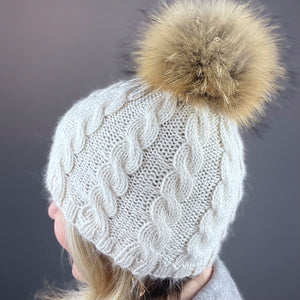 Basic Cabled Hat (worsted version) Knitting Kit | Cascade Pure Alpaca & Knitting Pattern (#98A)