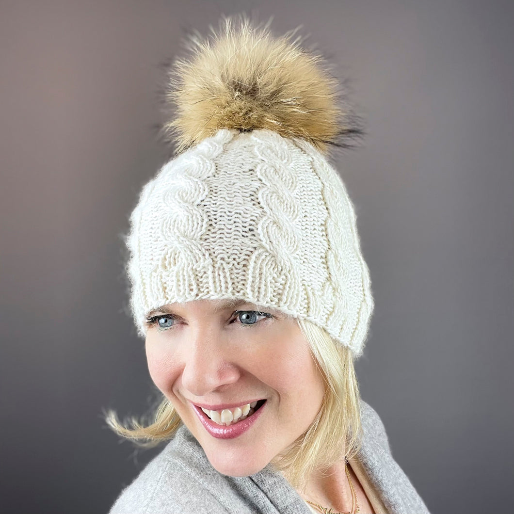 Basic Cabled Hat (worsted version) Knitting Kit | Cascade Pure Alpaca & Knitting Pattern (#98A)
