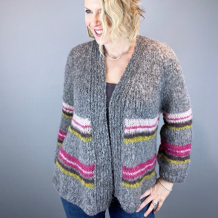 The Marka Cardi Knitting Kit | Katia Alpaca Silver & Knitting Pattern (#374)
