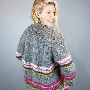 The Marka Cardi Knitting Kit | Katia Alpaca Silver & Knitting Pattern (#374)