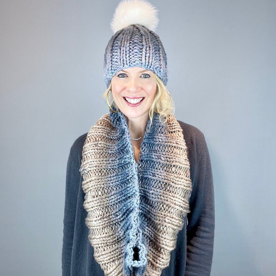 Loom Knitting Patterns  Beaded Hat and Cowl Matching Set