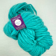 Load image into Gallery viewer, A turquoise skein of Knit Collage Sister bulky yarn
