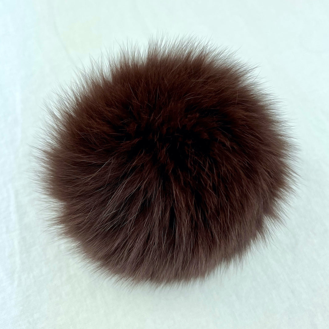 Real Fox Fur Pom Pom Brown color 5 inchs Hat Raccoon Pompom Fox