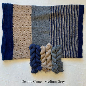 Cashmere Three-Color Patterned Cowl Knitting Kit | Lux Adorna Sport Cashmere & Knitting Pattern (#294)