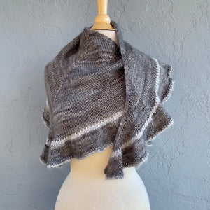 Virtual Hug Ruffled Shawlette (with bling!) Knitting Kit | Gunpowder Sock, Hue Loco Mohair Lace, Artyarns Beaded Mohair and Sequins & Knitting Pattern (#269B)
